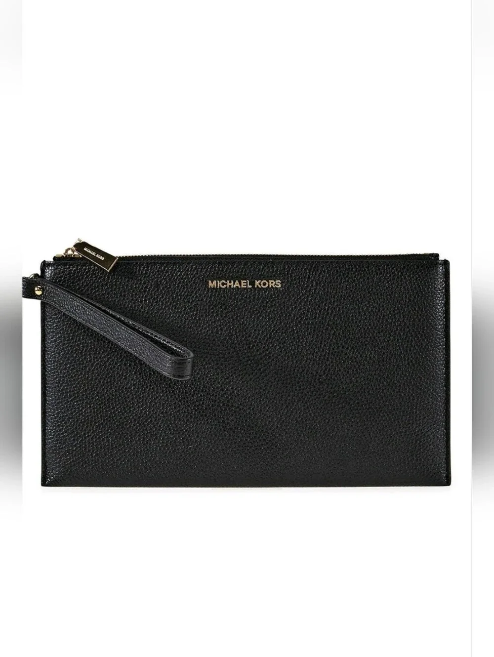 Michael Kors Jet Set Black Pebble Leather Wristlet Travel Wallet